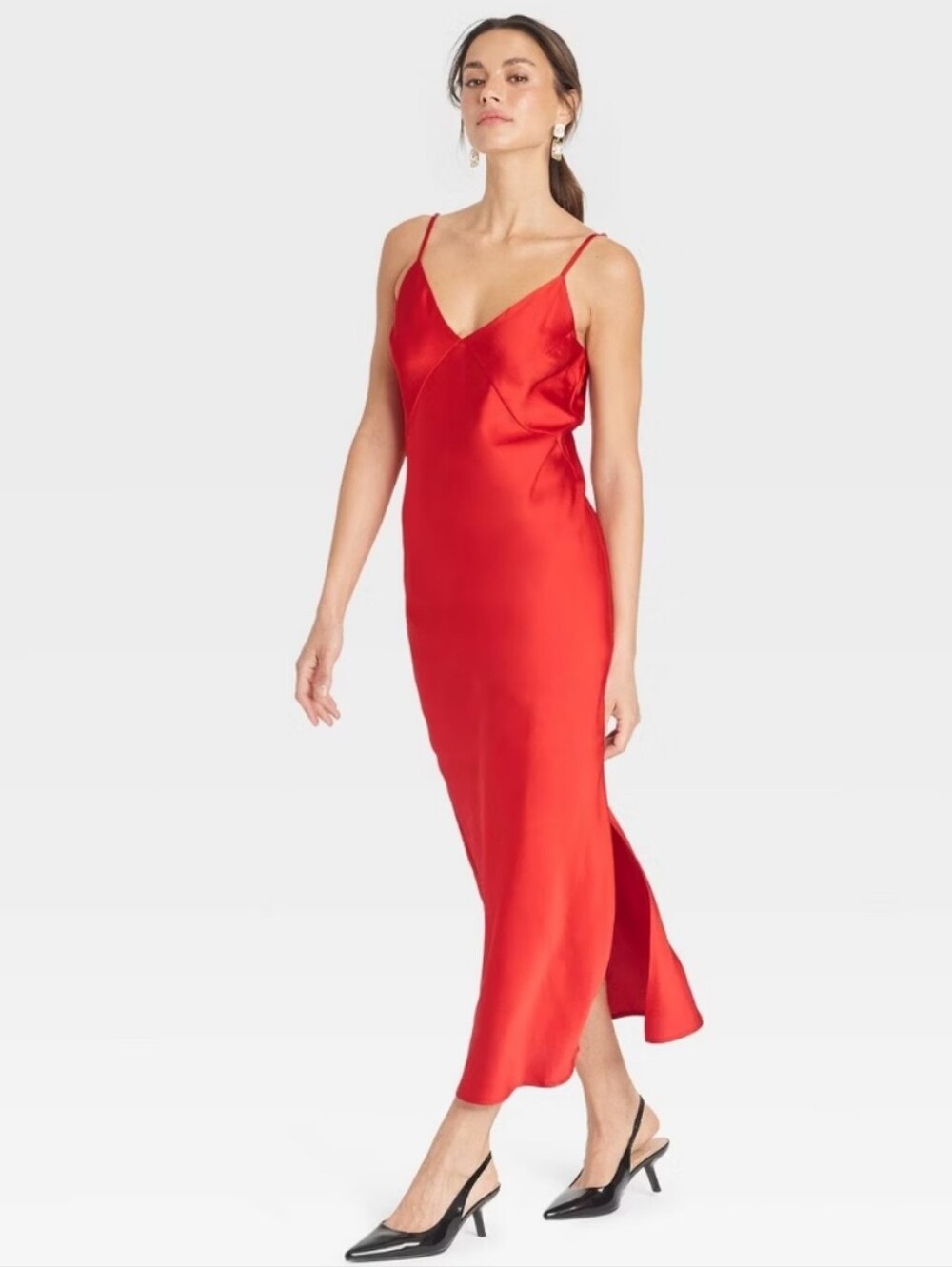 Women's Midi Slip Dress - A New Day Red M
